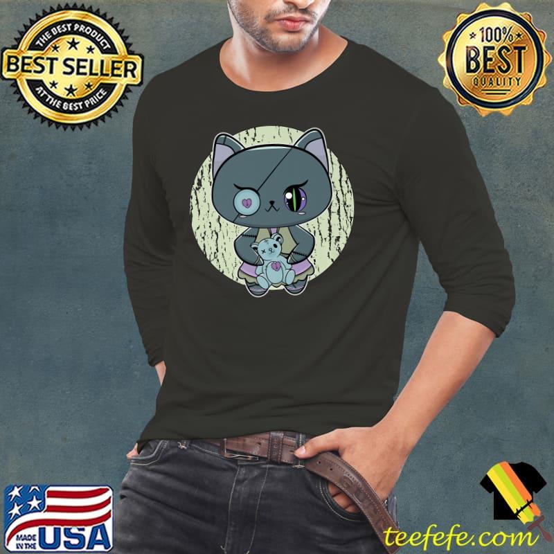 Black Cat And Magic Teddy Bbear For Horror Halloween T-Shirt Long Sleeve Tee Black Cat And Magic Teddy Bbear For Horror Halloween T-Shirt Long Sleeve Tee