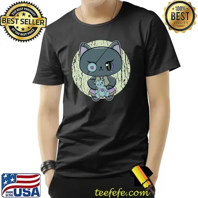 Black Cat And Magic Teddy Bbear For Horror Halloween T-Shirt