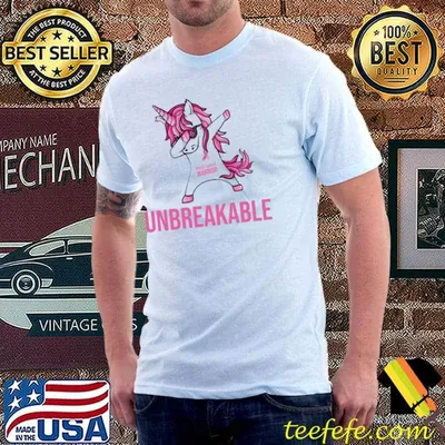 Breast cancer warrior unicorn is unbreakable breast cancer awareness classic shirt