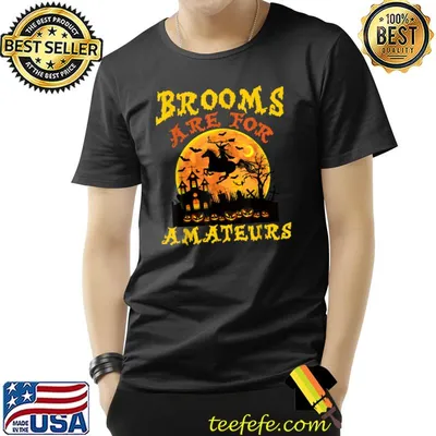 Brooms Are For Amateurs Witch Riding Horse Blood Moon Halloween T-Shirt