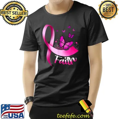Butterfly Faith Pink Ribbon Cancer Breast Awareness T-Shirt