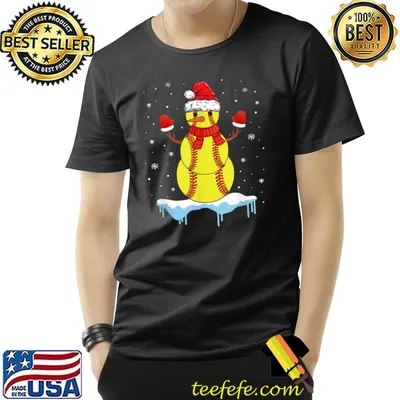Christmas Softball Santa Snowman T-Shirt