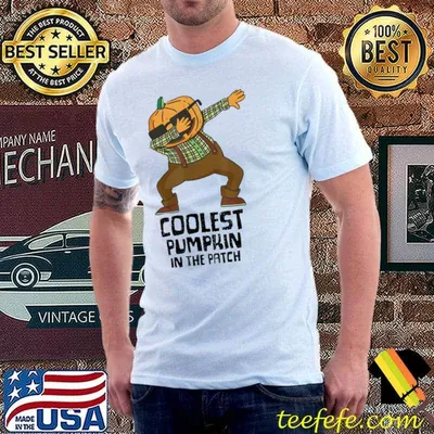 Coolest Pumpkin In The Patch Halloween Man Head Pumpkin Dabbing T-Shirt