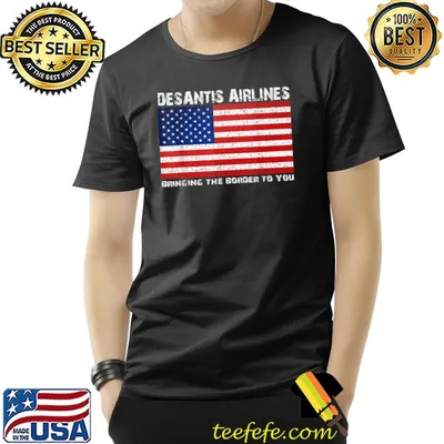 Desantis Airlines Bringing the Border to You Retro Usa Flag T-Shirt