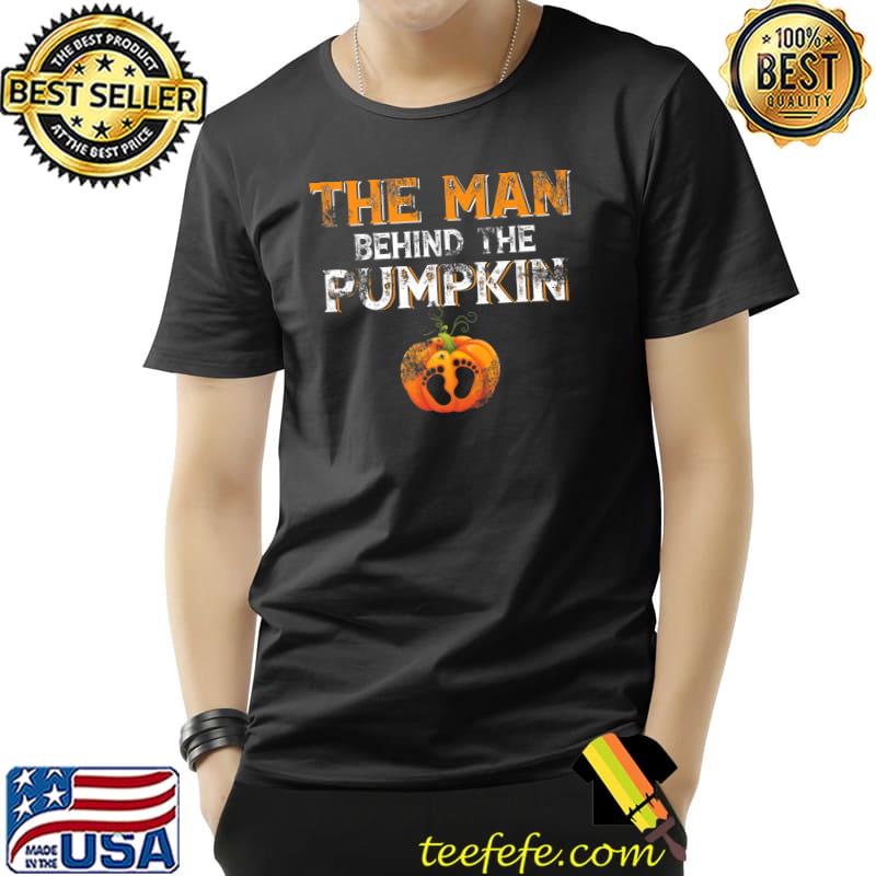Expecting The Man Behind The Pumpkin Halloween Pregnancy Dad T-Shirt