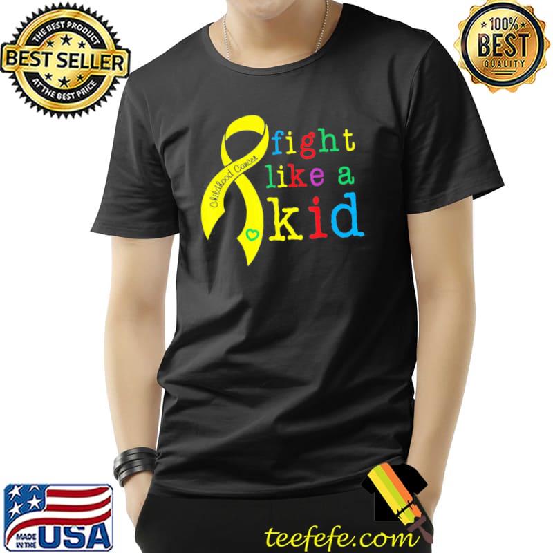 Fight like kid childhood cancer awareness retro gold ribbon classic shirt