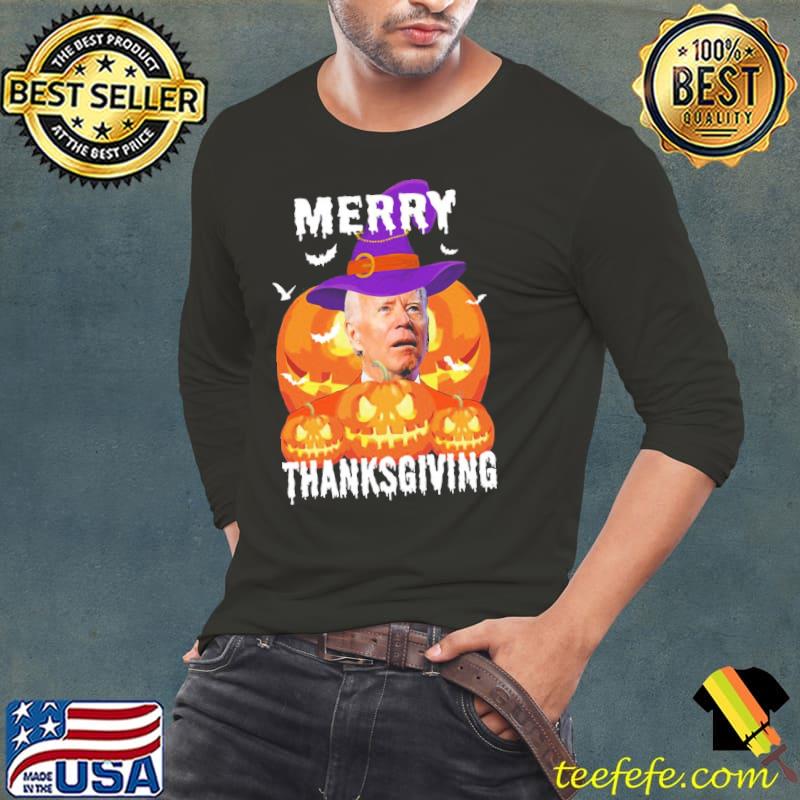 Funny Joe Biden confused merry thanksgiving for halloween s Long Sleeve Tee Funny Joe Biden confused merry thanksgiving for halloween s Long Sleeve Tee