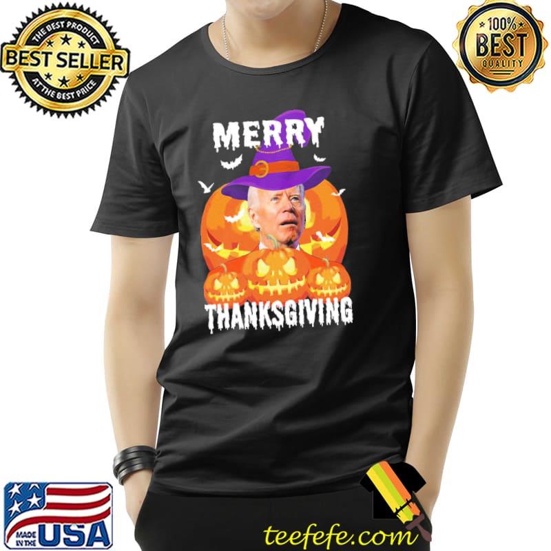 Funny Joe Biden confused merry thanksgiving for halloween shirt