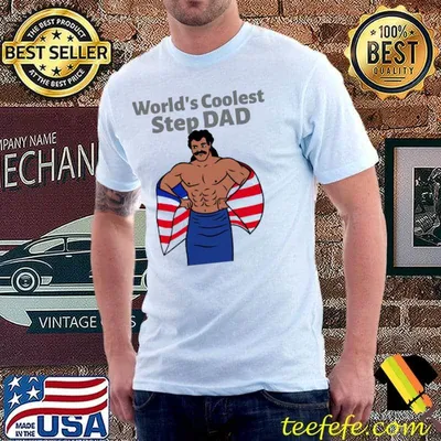 Funny step dad world coolest and American flag beauty shirt