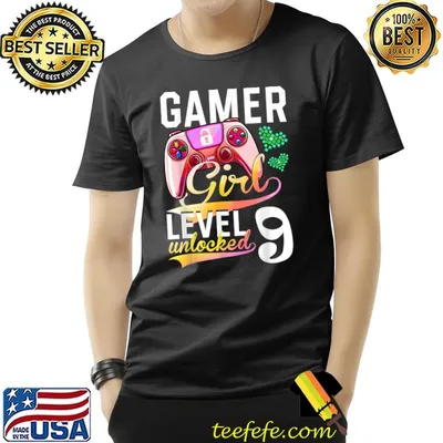 Gamer Girl Level 9 Unlocked Video Game 9th Birthday T-Shirt