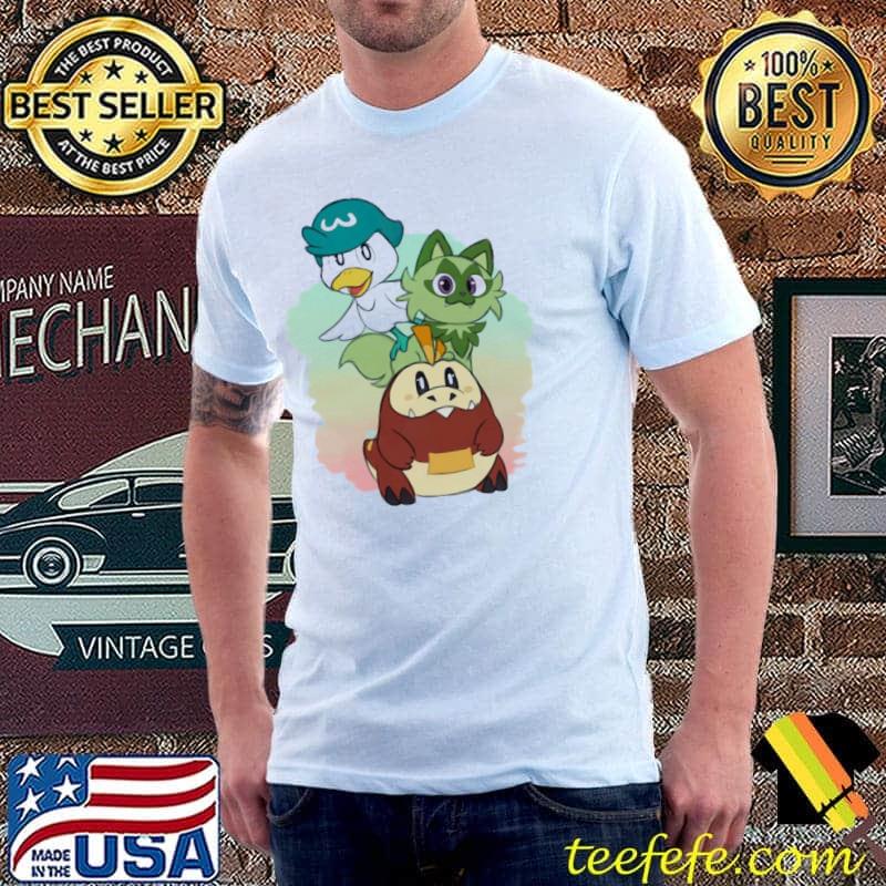 Gen9 Pokemon charaters quaxly sprigatito fuecoco shirt Gen9 Pokemon charaters quaxly sprigatito fuecoco shirt