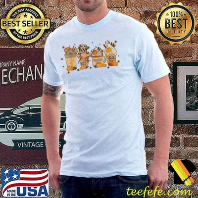 Golden retriever dog pumpkin latte spice fall thanksgiving classic shirt