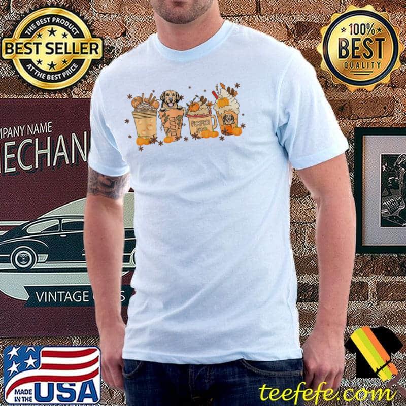 Golden retriever dog pumpkin latte spice fall thanksgiving classic shirt