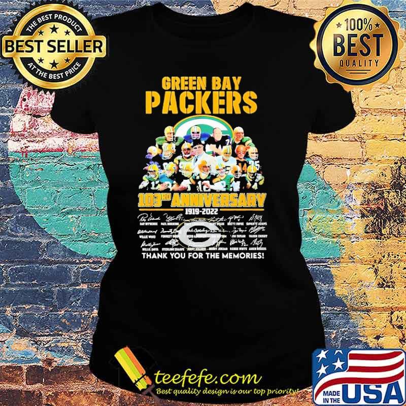 Official green bay packers 103rd anniversary 1919 2022 thank you