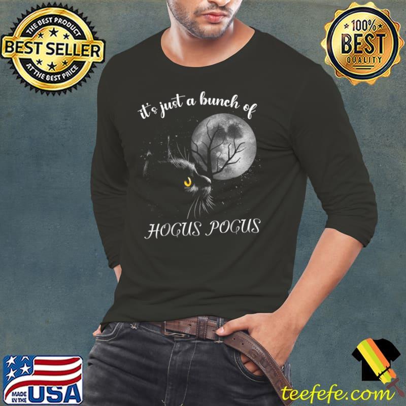 Halloween Black Cat And Moon It's Just A Bunch Of Hocus Pocus Vintage T-Shirt Long Sleeve Tee Halloween Black Cat And Moon It's Just A Bunch Of Hocus Pocus Vintage T-Shirt Long Sleeve Tee