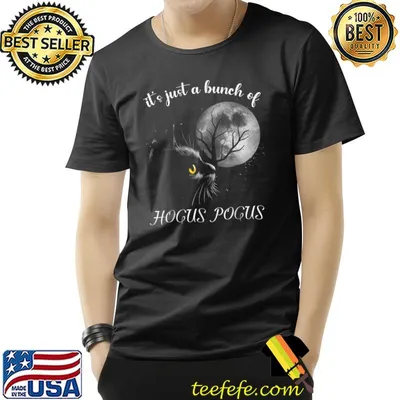 Halloween Black Cat And Moon It's Just A Bunch Of Hocus Pocus Vintage T-Shirt