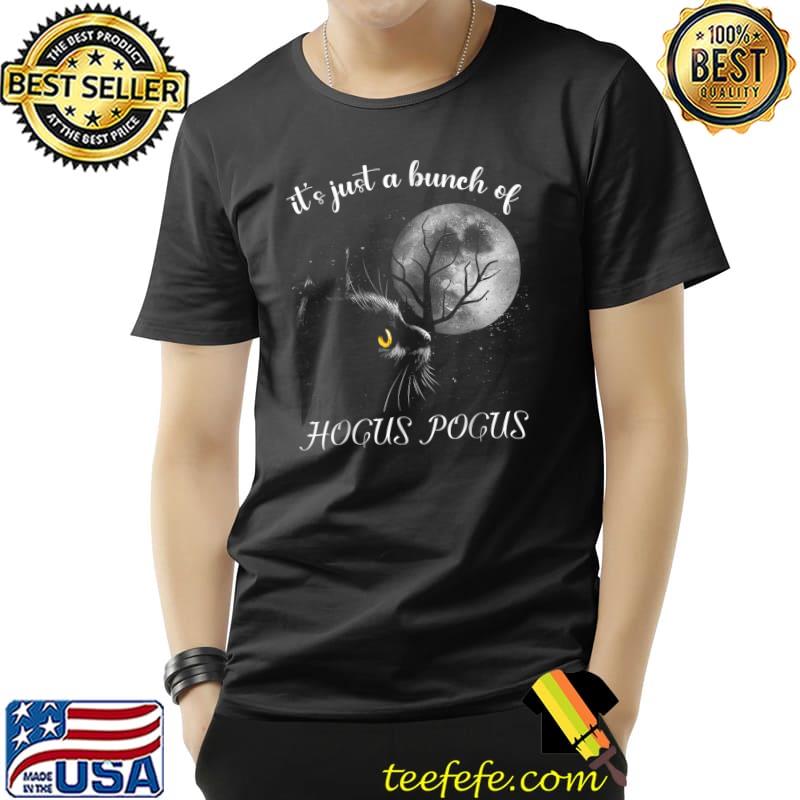 Halloween Black Cat And Moon It's Just A Bunch Of Hocus Pocus Vintage T-Shirt