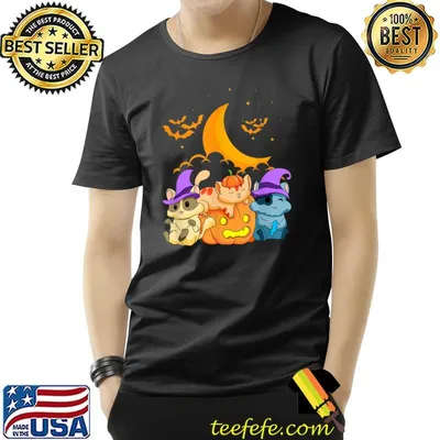 Halloween Moon And Bats Cats Anime Cat Kawaii Neko Pumpkin Cat Lover Witch T-Shirt