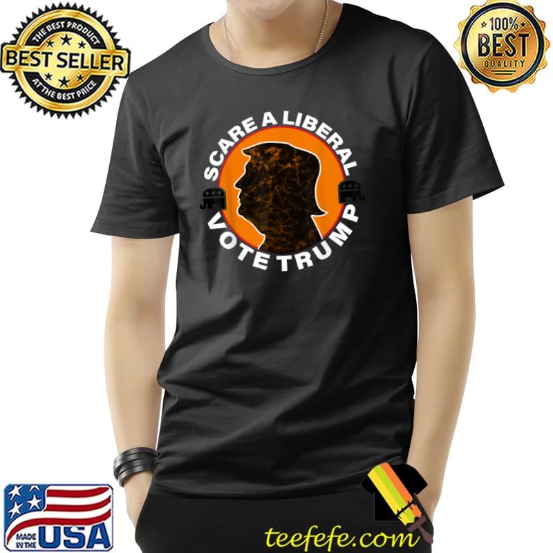 Halloween Scare A Liberal Vote Trump Orange Silhouette T-Shirt Halloween Scare A Liberal Vote Trump Orange Silhouette T-Shirt