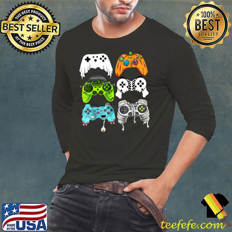 Halloween Skeleton Zombie Gaming Controllers Mummy T-Shirt Long Sleeve Tee Halloween Skeleton Zombie Gaming Controllers Mummy T-Shirt Long Sleeve Tee