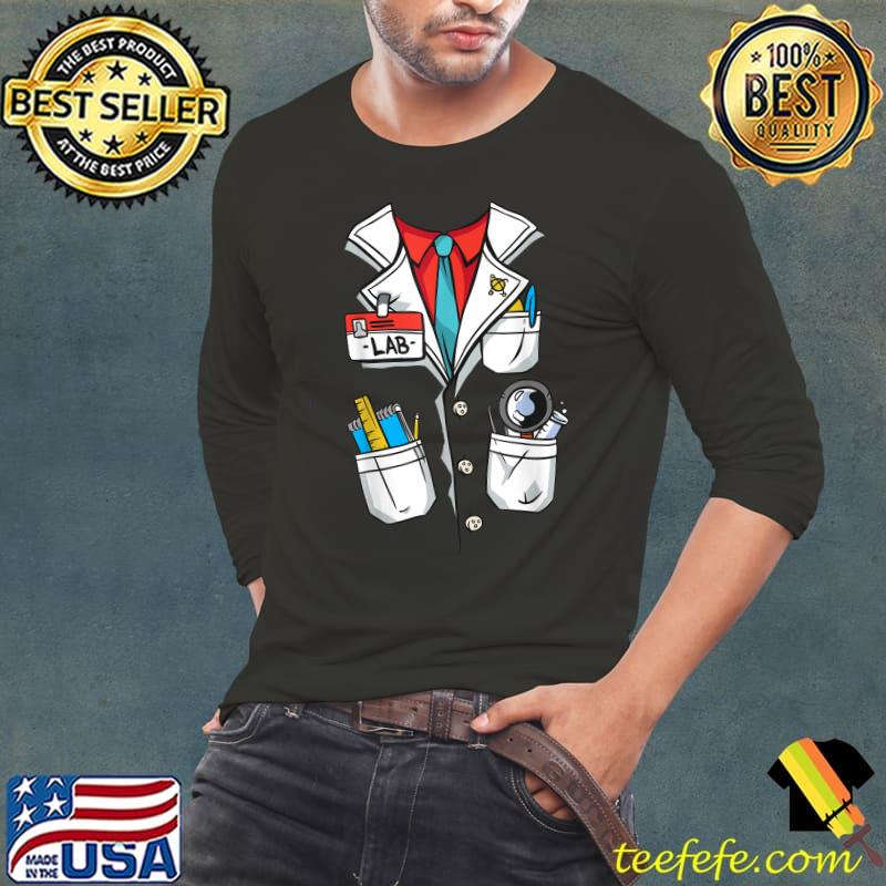 Halloween White Lab Coat Costume Science T-Shirt Long Sleeve Tee Halloween White Lab Coat Costume Science T-Shirt Long Sleeve Tee