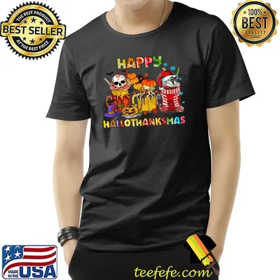 Happy Hallothanksmas Coffee Latte Halloween Thanksgiving T-Shirt