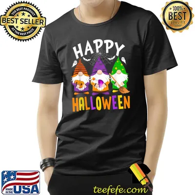Happy Halloween Shirts, Gnome Bats Autumn Pumpkin Fall Holiday T-Shirt