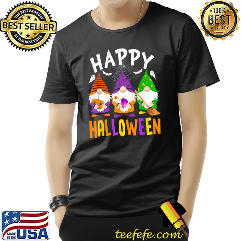 Happy Halloween Shirts, Gnome Bats Autumn Pumpkin Fall Holiday T-Shirt