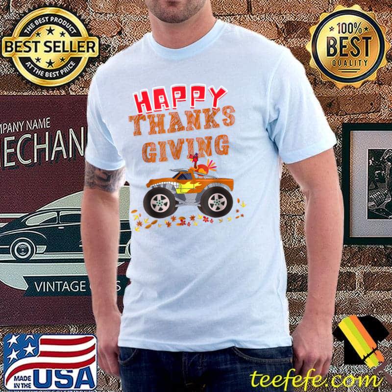 Happy Thanksgiving Turkey Riding Monster Truck T-Shirt