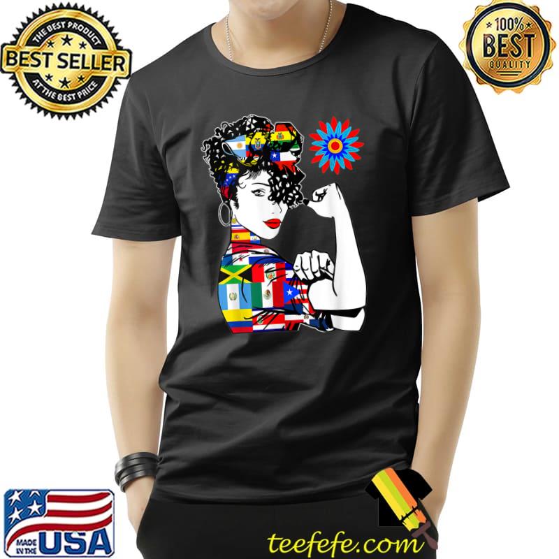 Hispanic heritage month hispanic women girls strong sunflower inspired art T-Shirt