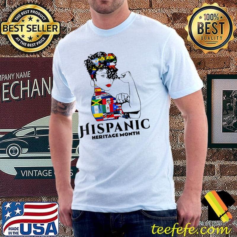 Hispanic heritage month women strong latino countries flag shirt