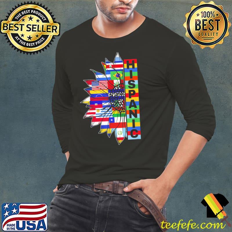 Hispanic heritage sunflower latino countries flags month s Long Sleeve Tee Hispanic heritage sunflower latino countries flags month s Long Sleeve Tee