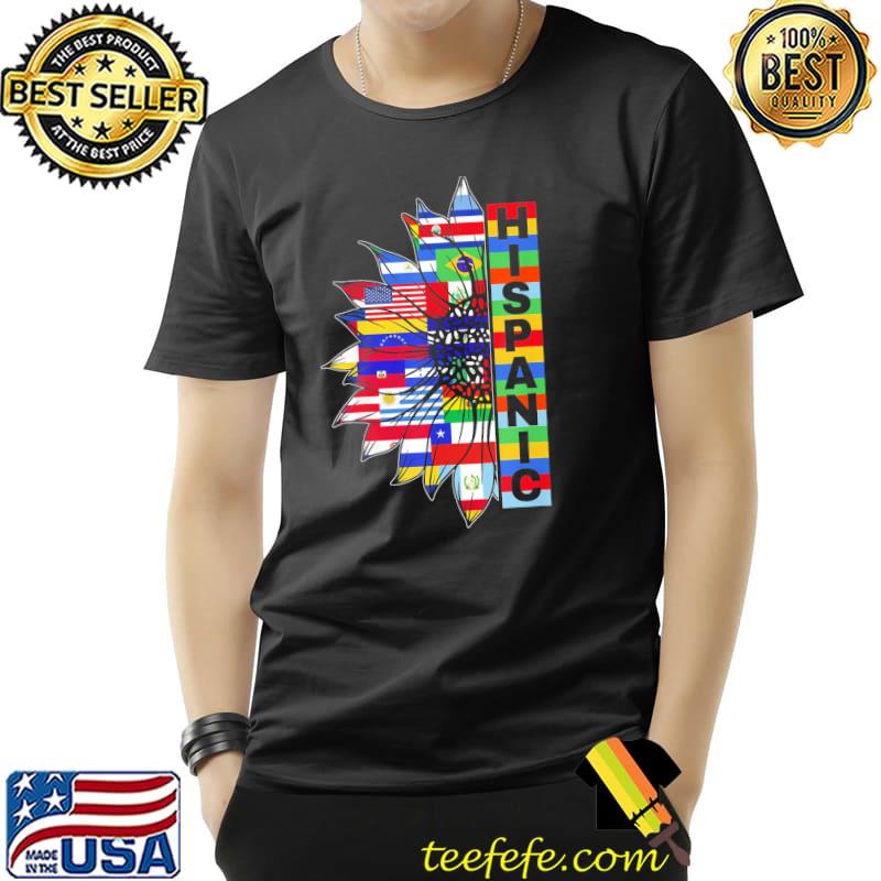 Hispanic heritage sunflower latino countries flags month shirt