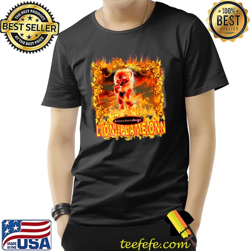 Horace Beach Horace Beach Skin Lion Flame On Fire T-Shirt
