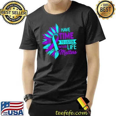 I Have Time To Listen Mental Health Suicide Awareness Sunflower Purple T-Shirt