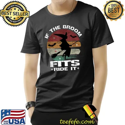 If The Broom Fits Ride It Halloween Witch Coven Vibe Vintage T-Shirt