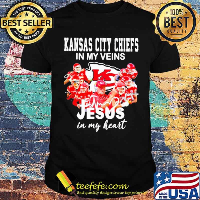 Kansas City Chiefs In My Veins Jesus In My Heart Shirt