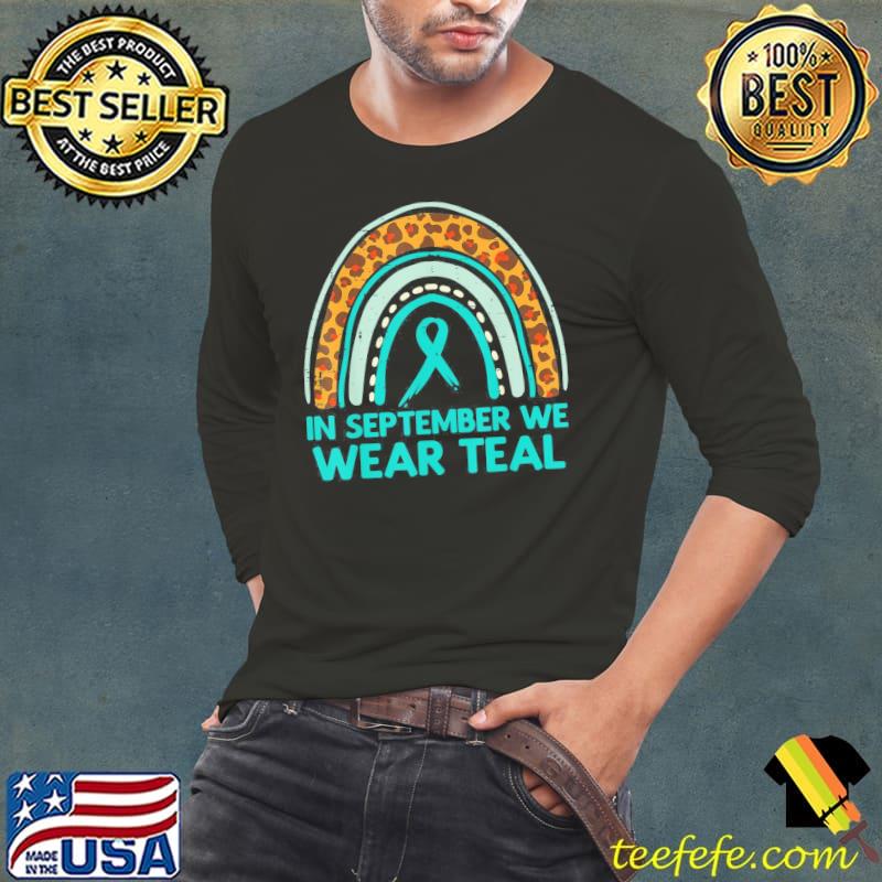 Leopard rainbow september wear teal ovarian cancer awareness s Long Sleeve Tee Leopard rainbow september wear teal ovarian cancer awareness s Long Sleeve Tee