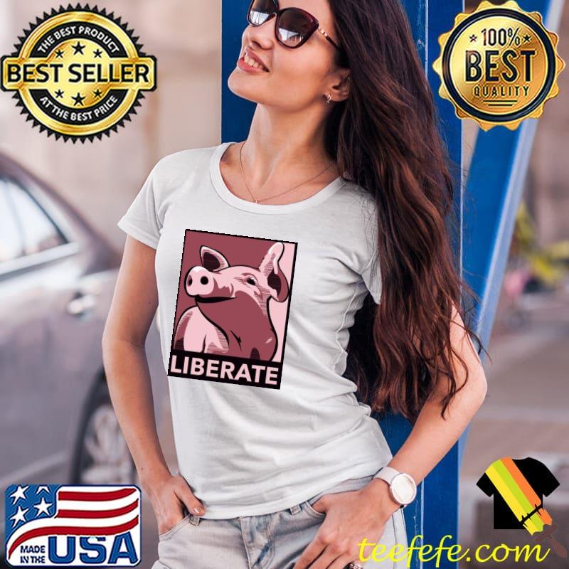 Liberate poster style rose funny pig design classic s Ladies Tee Liberate poster style rose funny pig design classic s Ladies Tee