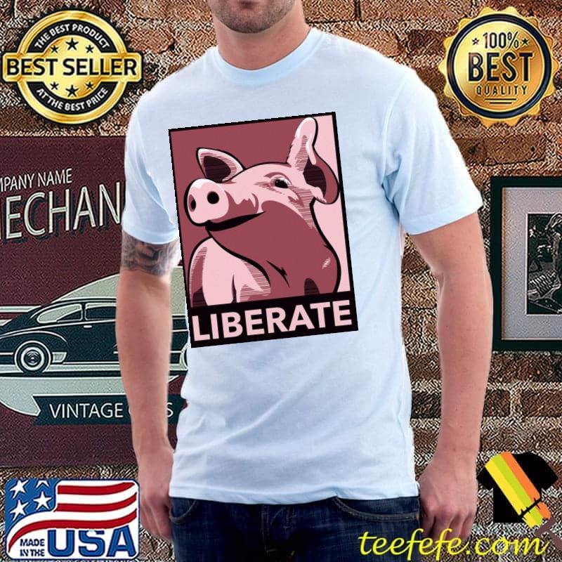Liberate poster style rose funny pig design classic shirt Liberate poster style rose funny pig design classic shirt