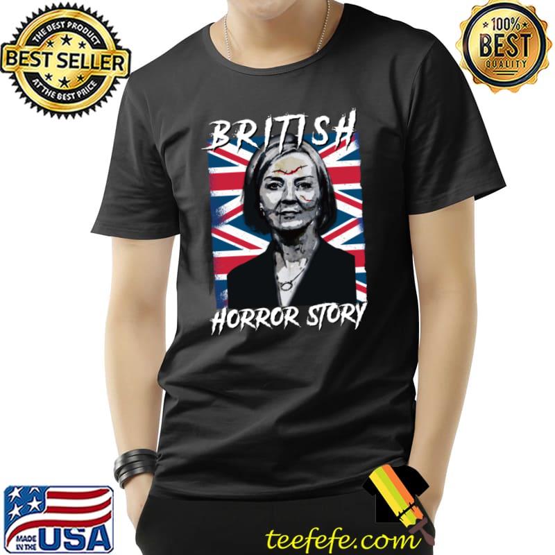 Liz truss british horror story us flag halloween T-Shirt