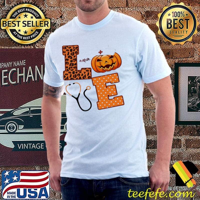 Love halloween nurse health worker halloween pattern classic shirt