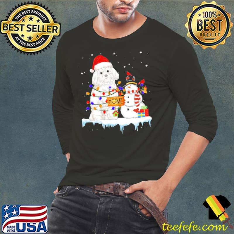 Maltese dog christmas snowman funny art s Long Sleeve Tee Maltese dog christmas snowman funny art s Long Sleeve Tee