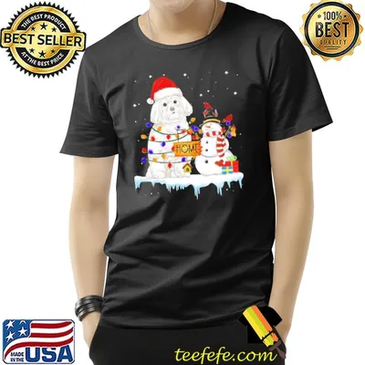 Maltese dog christmas snowman funny art shirt