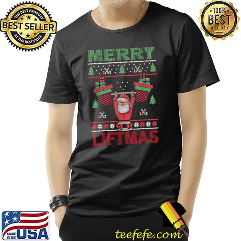 Merry Liftmas Christmas Bodybuilder Gym Workout Santa T-Shirt