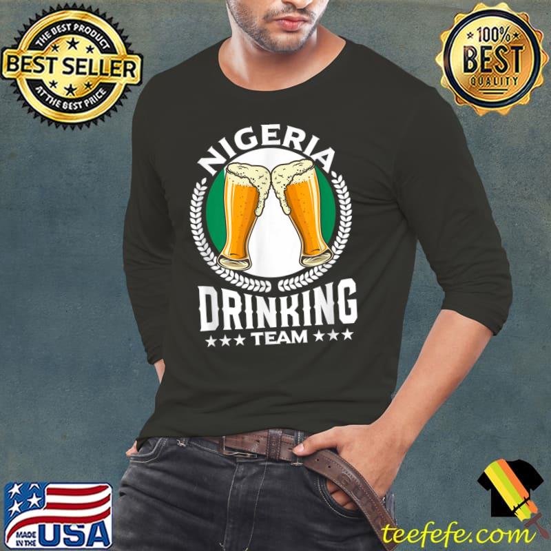 Nigeria Drinking Team Beer Stars T-Shirt Long Sleeve Tee Nigeria Drinking Team Beer Stars T-Shirt Long Sleeve Tee