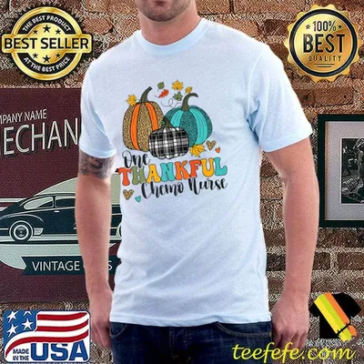 One Thankful Chemo Nurse Rn Oncology Pumpkins Thanksgiving Leopard T-Shirt