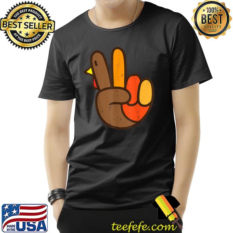 Peace Sign Turkey Hand Thanksgiving Hippie T-Shirt Peace Sign Turkey Hand Thanksgiving Hippie T-Shirt