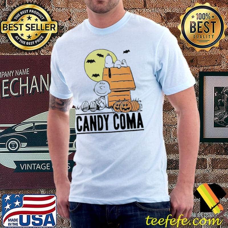 Peanuts boys white candy coma Charlie brown halloween with Snoopy shirt Peanuts boys white candy coma Charlie brown halloween with Snoopy shirt