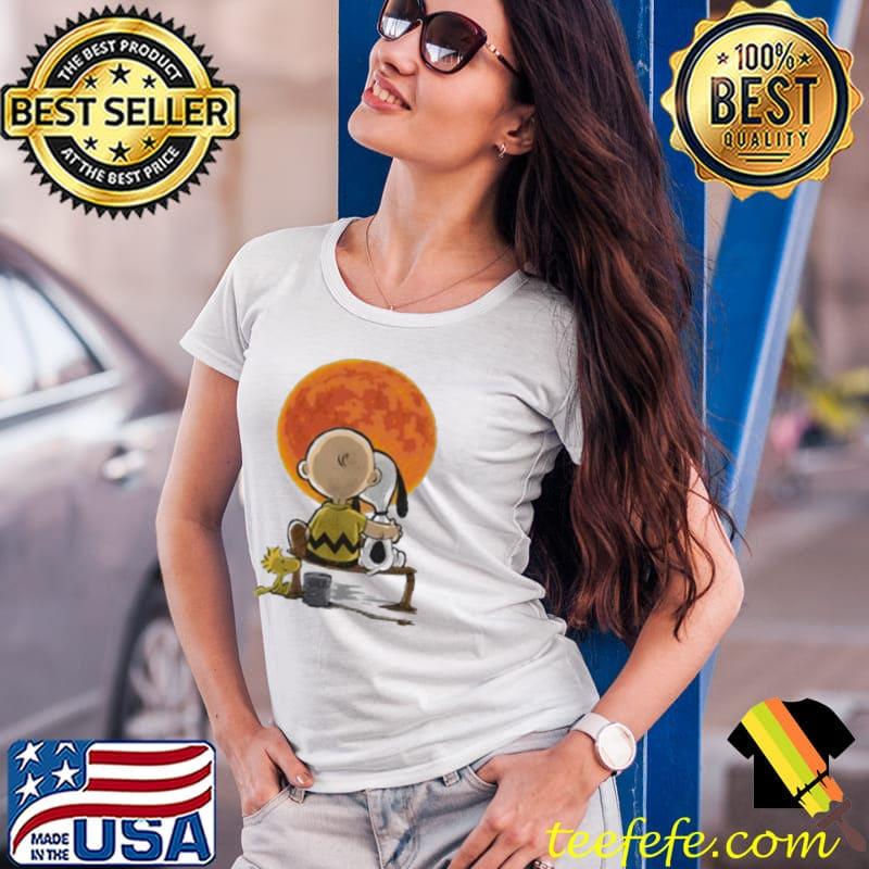 Peanuts Snoopy Charlie brown Woodstock under full moon Charlie brown halloween classic s Ladies Tee Peanuts Snoopy Charlie brown Woodstock under full moon Charlie brown halloween classic s Ladies Tee